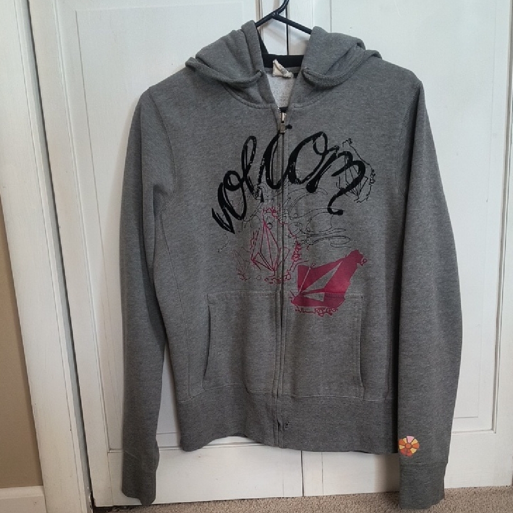 Vintage Volcom Charcoal Zip-up Hoodie